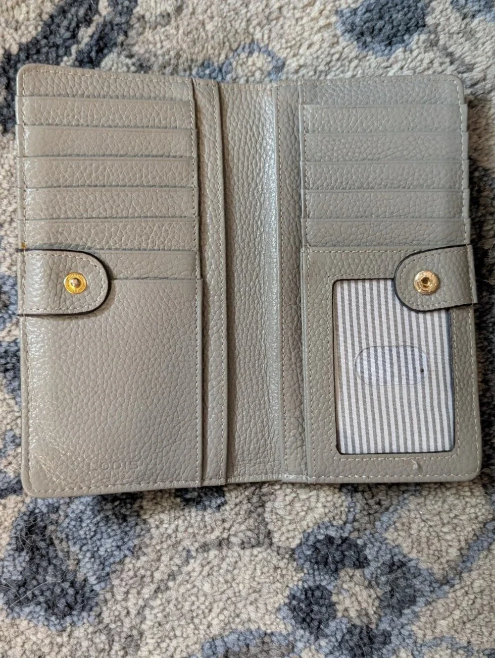 Lodis Pebbled Leather Zip Wallet in Light Gray